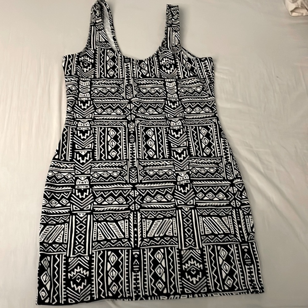 H&M black and white print tank dress